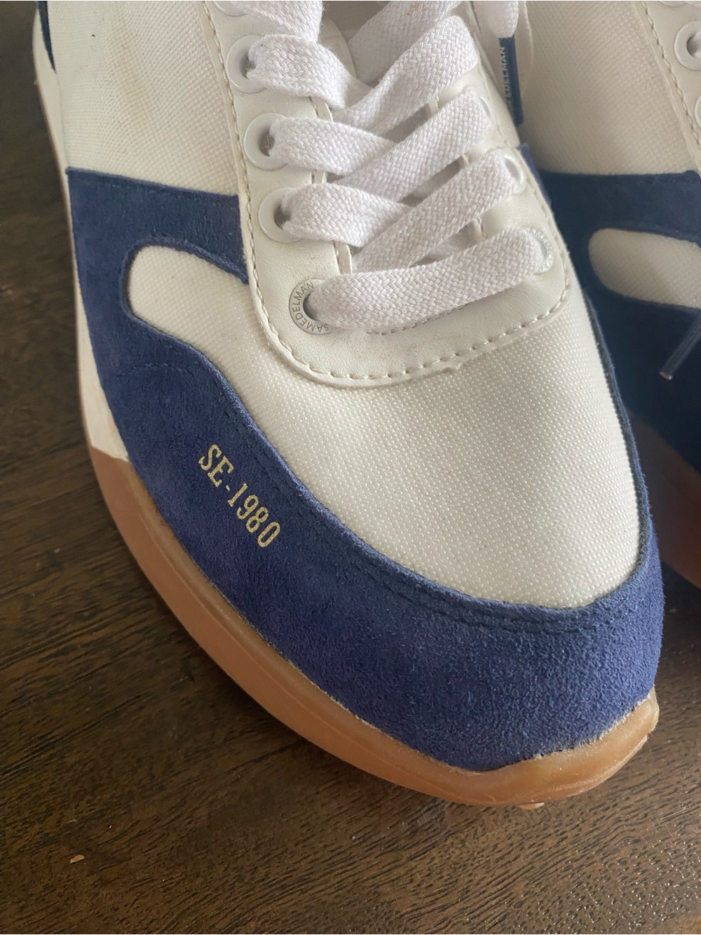 New! Sam Edelman Women’s White and Blue Canvas Sneakers Size 9.5 - Picture 13 of 13